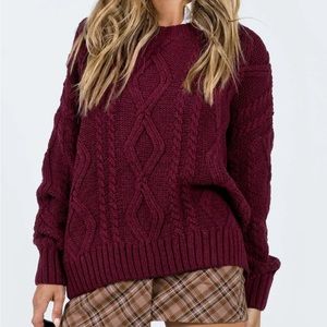 Princess Polly Anaya Oversized Sweater Burgundy
